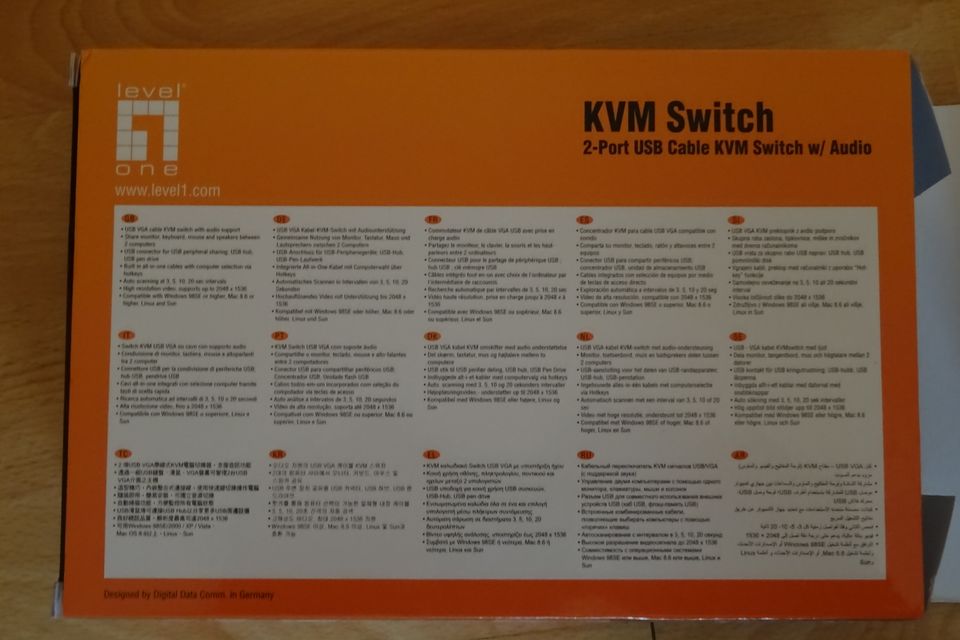 LevelOne KVM-0223 2-Port Switch VGA|USB|Audio|Console in Dresden