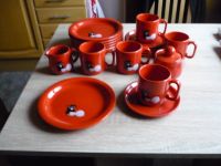 5 Kaffeegedecke in rot, Schramberg Cats, 80er Jahre. Berlin - Neukölln Vorschau