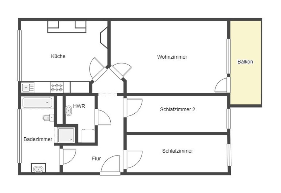 Vorteilhaft geschnittene 3-Zimmer-Wohnung mit Loggia in belebter Umgebung Rostocks in Rostock