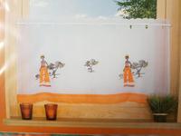 Kurzgardine mit Teleskopstange weiß orange 50 x 100 cm Baden-Württemberg - Küssaberg Vorschau