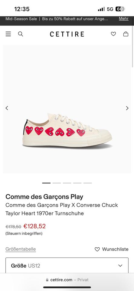 Comme des Garcons Play Converse Sneaker 46 in Karlsruhe
