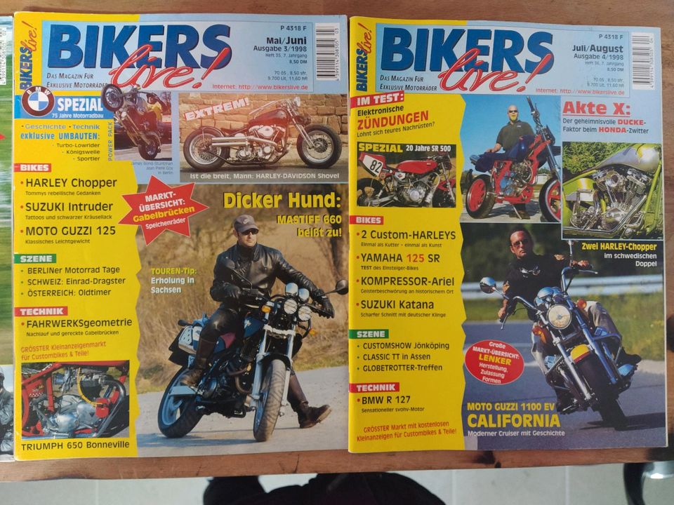 Bikers Live Motorradzeitschrift aus dem Jahr 1998 Ausgabe1,2,3,4 in Hillerse