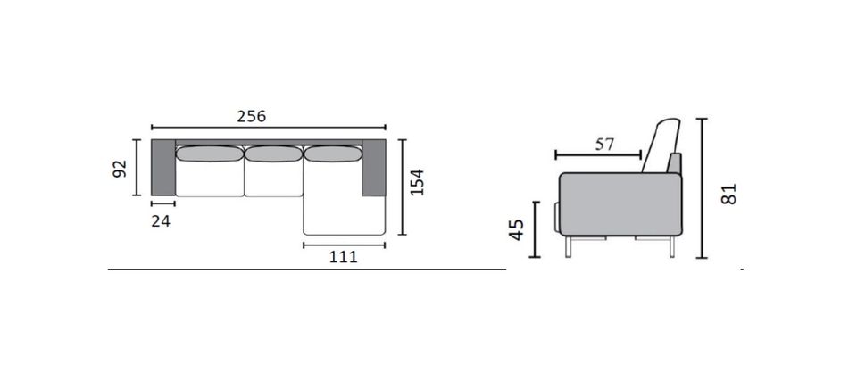 Ecksofa Akron - Feincord Taupe - 256x154 cm in Bocholt