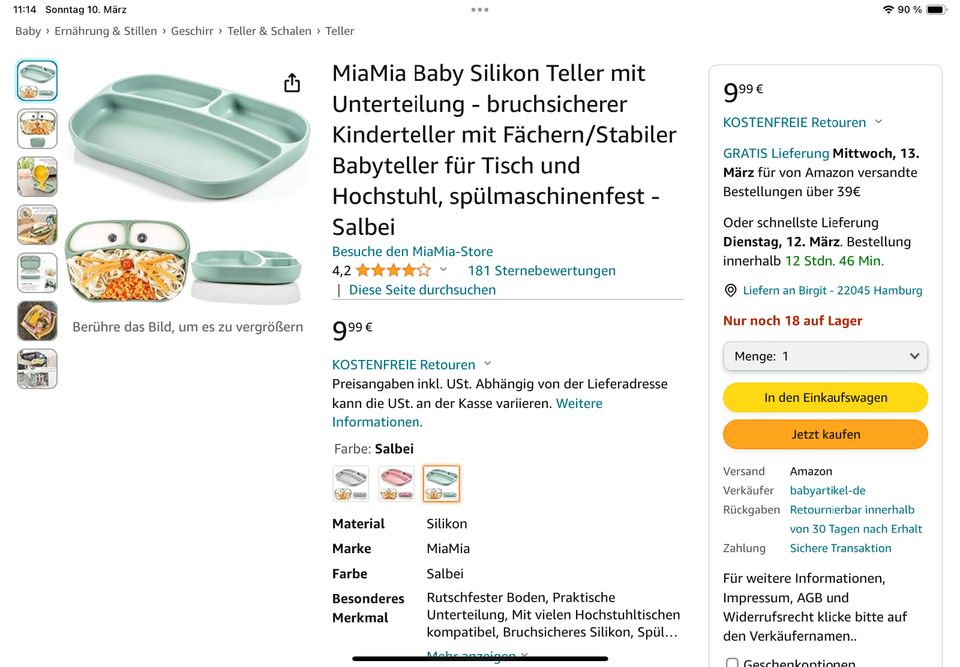 Baby Silikon Teller (2 Stück) in Hamburg
