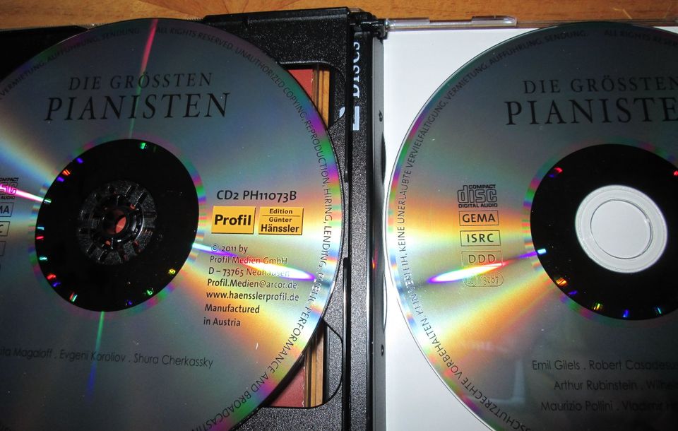 2CDs Die größten Pianisten Klassik zB.Mursky, Horowitz Rubinstein in Berlin