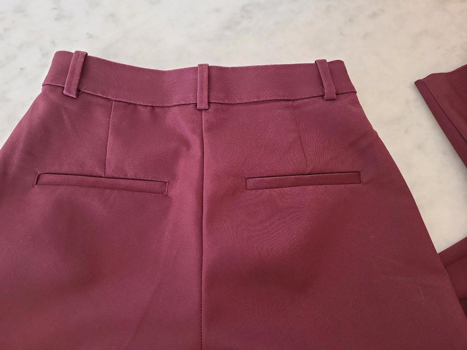 H&M Hose Damen bordeaux Stoffhose in Waldbrunn