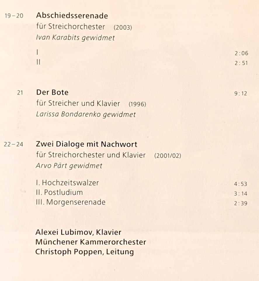 Silvestrov Valentin Bagatellen Serenaden CD in Köln