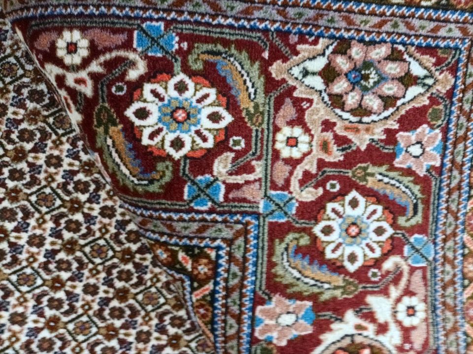 Exklusiver Teppich Täbriz Mahi Seide Perserteppich Blumen Raj in Kamen