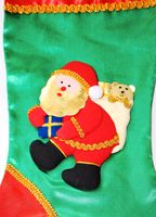 Weihnachtsstrumpf mit Motiv Weihnachtsmann aus buntem glänzendem Niedersachsen - Edemissen Vorschau