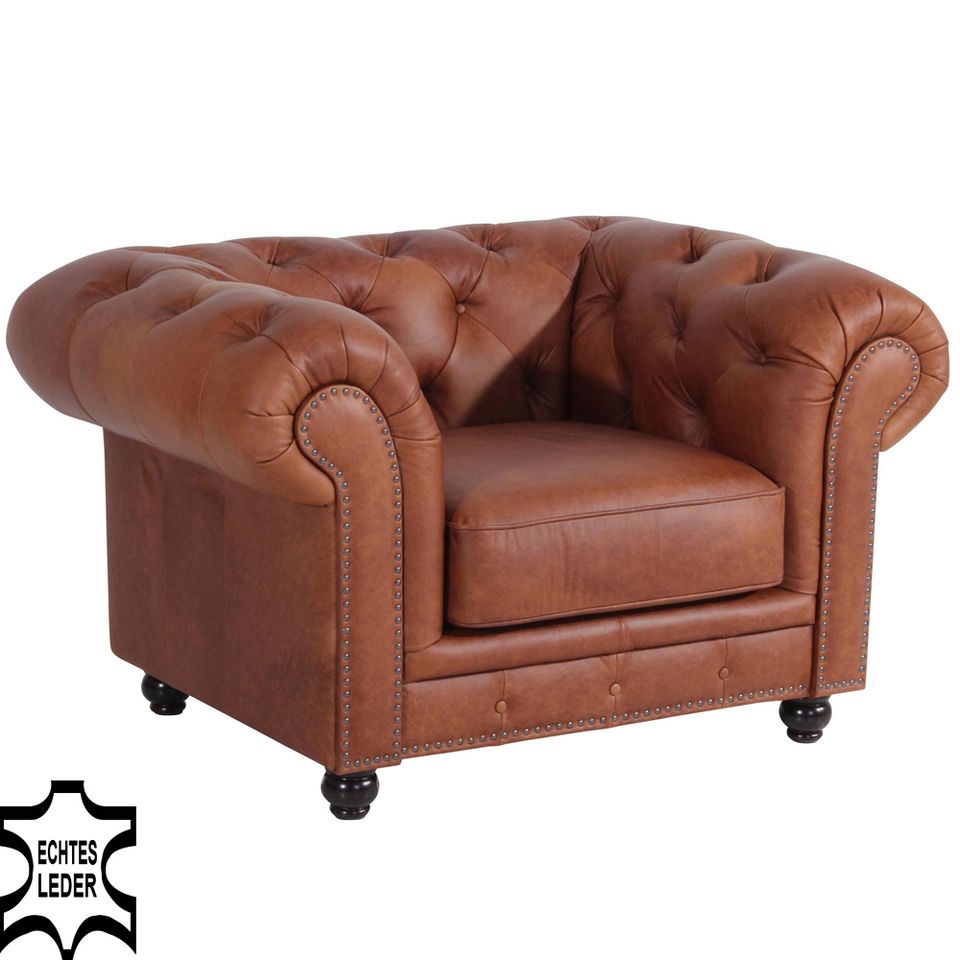 Sessel Chesterfield-Old England, Echt Leder, von Max Winzer in Wetzlar