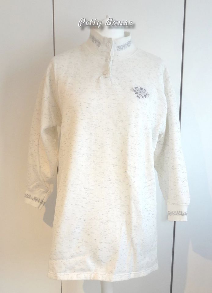 Sweat Shirt angerauht Pullover lang Gr 40-42 beige grau in Erftstadt