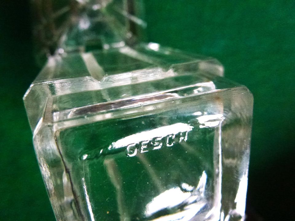 Art Deco Menage Pfeffer Salz Senf Set Glas Metall gemarkt 1925 in Ehrenkirchen