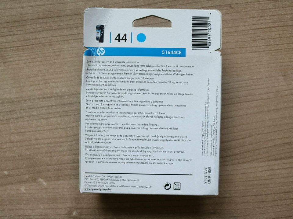 Original HP 44 Cyan | 51644CE | Tintenpatrone | Neu, ungeöffnet in Mannheim