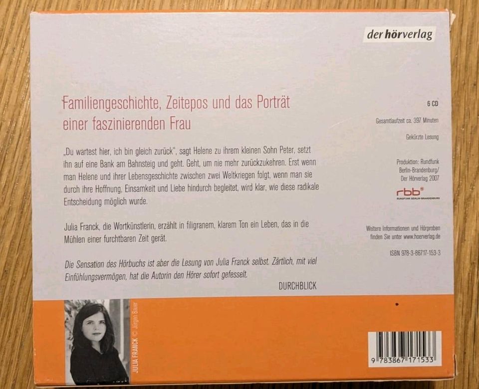 Die Mittagsfrau Hörbuch von Julia Franck in Diez