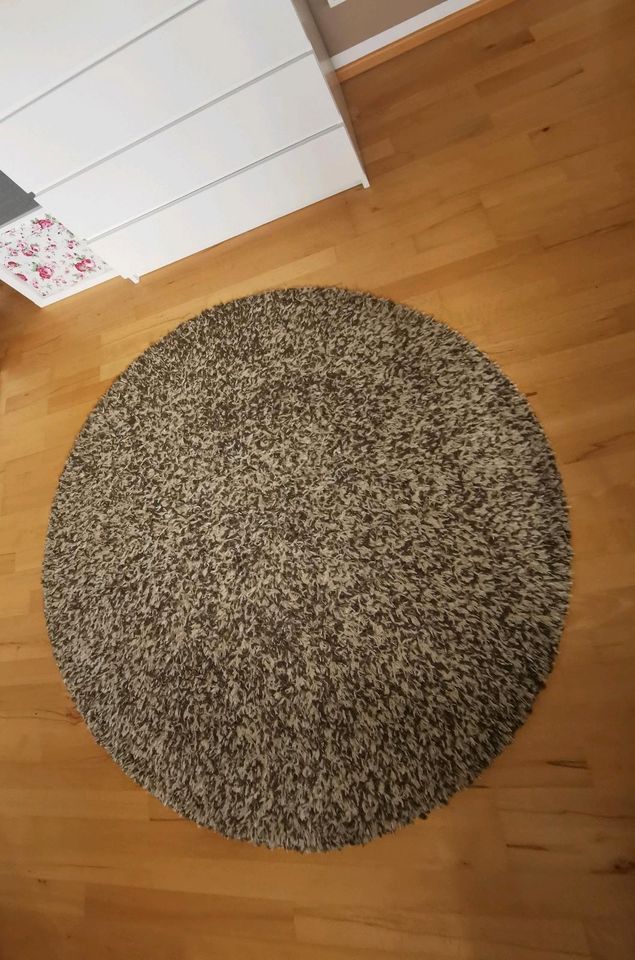 IKEA Vindebäk Teppich Langflor Kurzfloor beige braun  rund 130 cm in Hersbruck