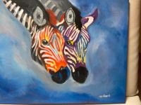 Gemälde mit bunten Zebras Nordrhein-Westfalen - Viersen Vorschau