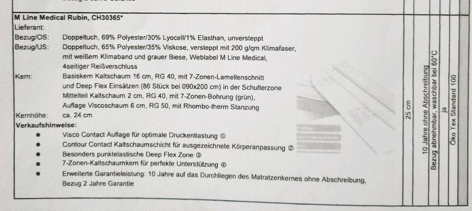 ‼️ orthopädische Qualitäts-Matratze | 5J Garantie | kaum benutzt in Bremervörde