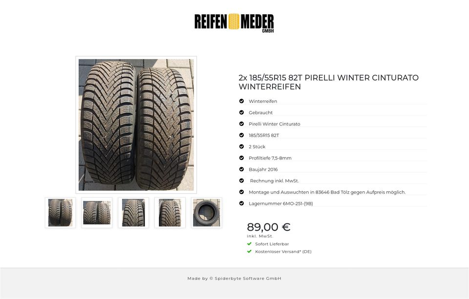 2x 185/55R15 82T PIRELLI WINTER CINTURATO WINTERREIFEN #1990 in Bad Tölz