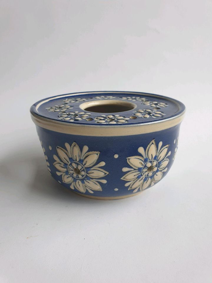 Stövchen Vintage Keramik Blau Blumen Tischdeko Retro FundGlueck in München