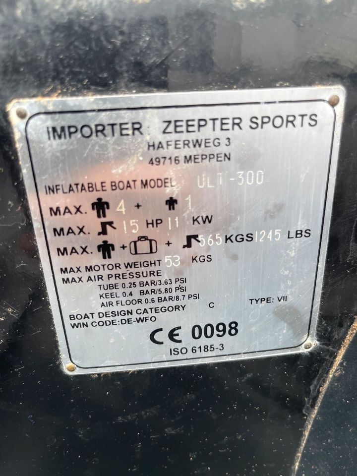 Zeepter Ultra 300 Schlauchboot angeln in Kusterdingen