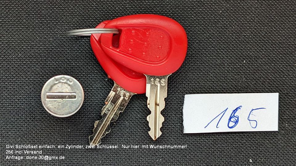 Givi Schlüsselset Schließung Wunschnummer 1 Zylinder 2 Schlüssel in Senden