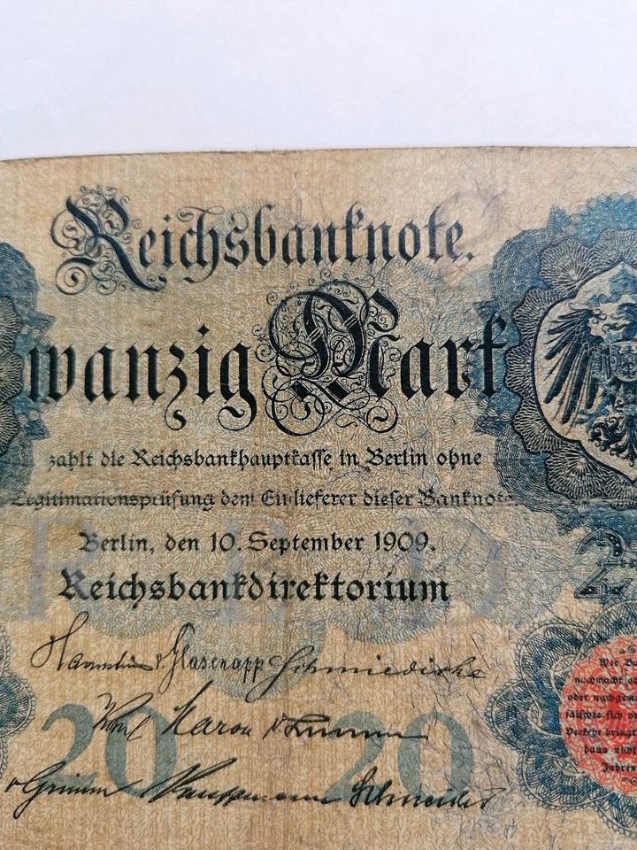 20 Mark Reichsbanknote von 1909 in Riesa