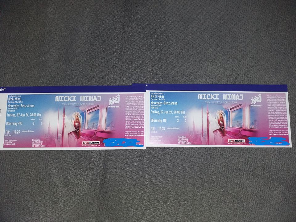 Verkaufe 2 Top Sitzplatzkarten, Nicki Minaj, Berlin, AUSVERKAUFT in Redwitz a d Rodach