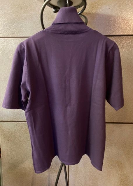 Kurzarm Pullover Rollkragen Feinstrick rost braun violett 42 44 L in Amberg