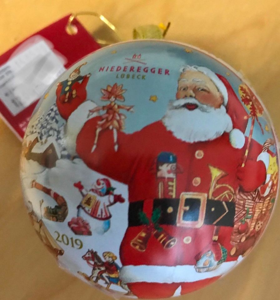 Niederegger Lübeck Metall Weihnachtskugel 2019 - limit. Edition in Silz