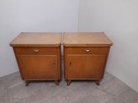 #B 2x Nachttische Beistelltisch DDR 50er 60er Midcentury Holz Gla Sachsen - Burgstädt Vorschau