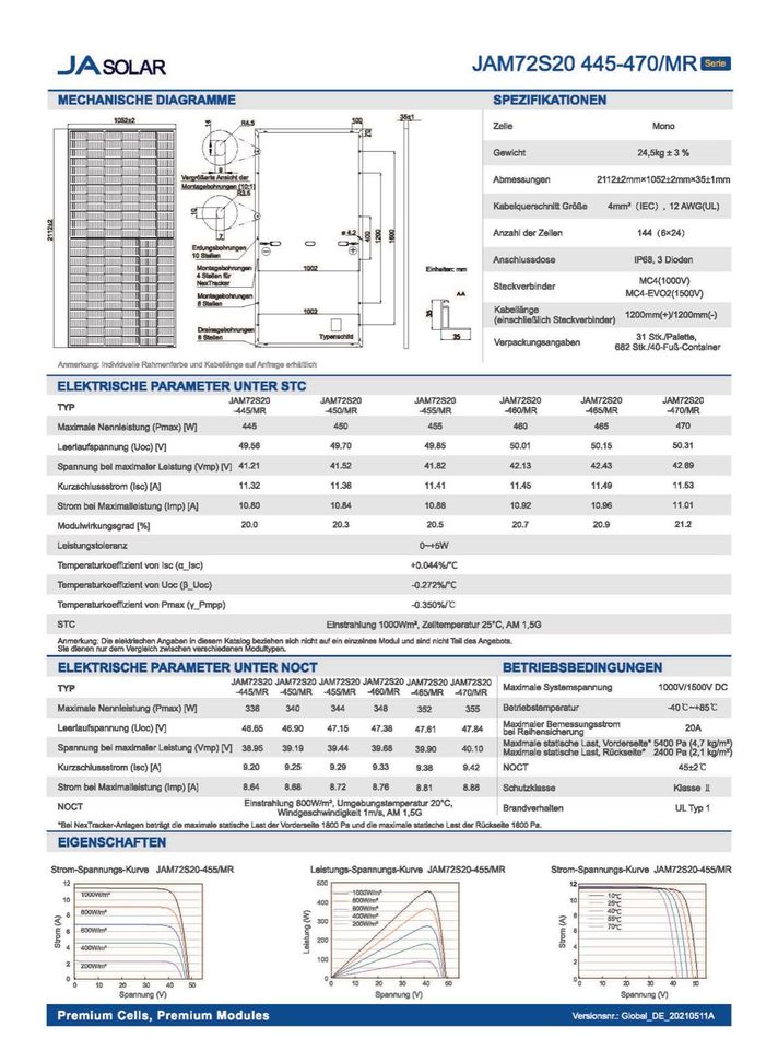 JA Solar JAM72S-20-455-MR-MC4-SM 455Wp PV-Module - Restposten in Großostheim