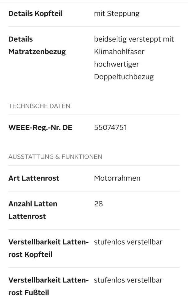 Polsterbett 200x200 cm mit Motor in Westoverledingen