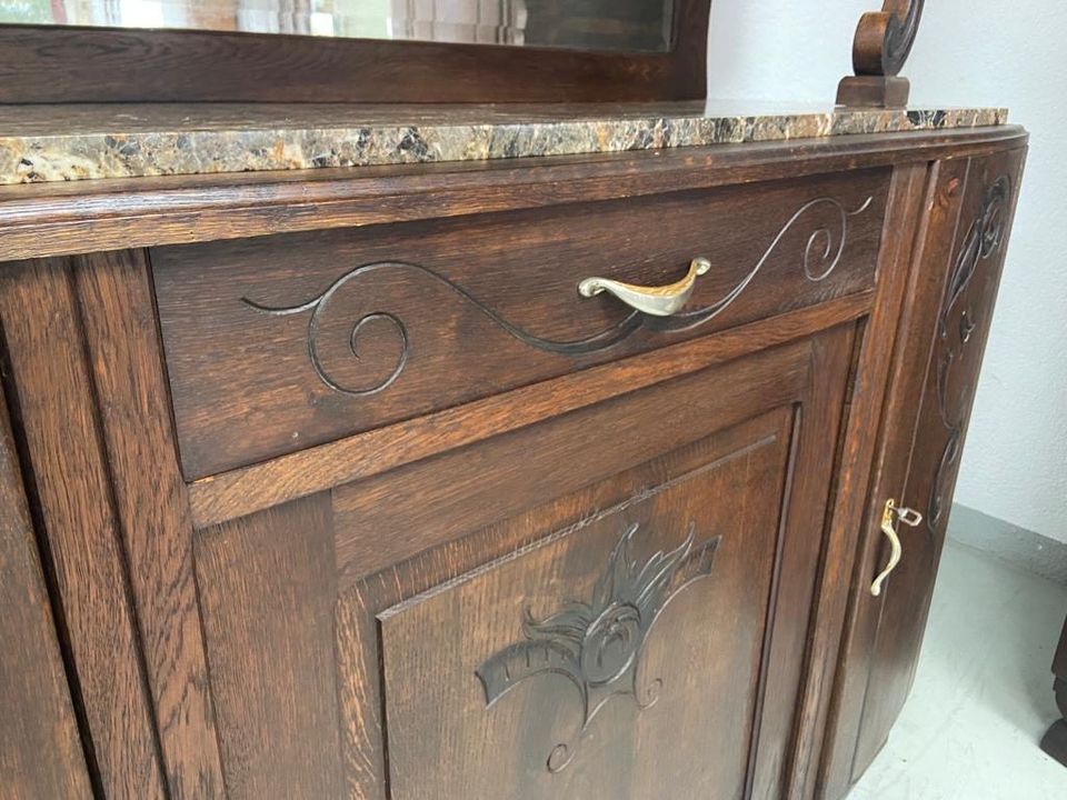 Antiker Schrank Jugendstil Buffet mit Vitrine Anrichte Vollholz in Völklingen