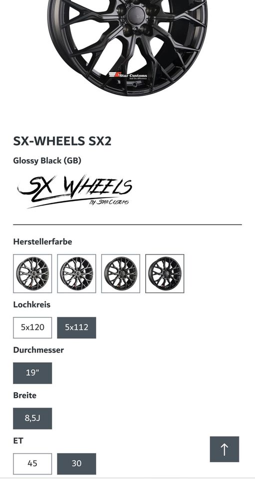 SX-Wheel-SX2 Felgen Schwarz 19Zoll mit Reifen 245/35ZR19 (93Y) in Schapen