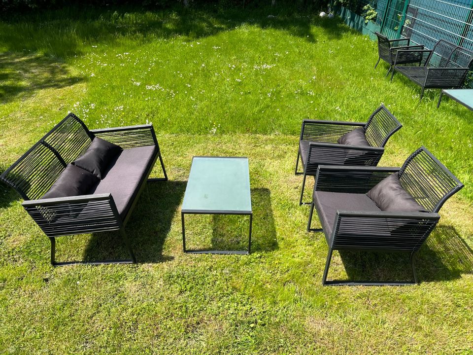 Outdoor-Loungegarnitur / Sitzbank,2 Stühle,Tisch mit Glasplatte in Bochum
