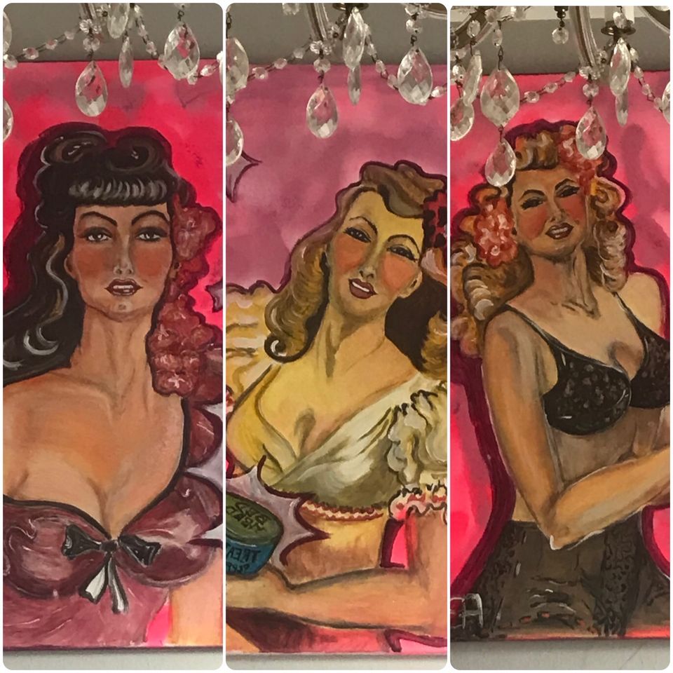 Gemälde Kunstwerk Bild 50x70 Triptychon 1950 1960 in Sankt Augustin