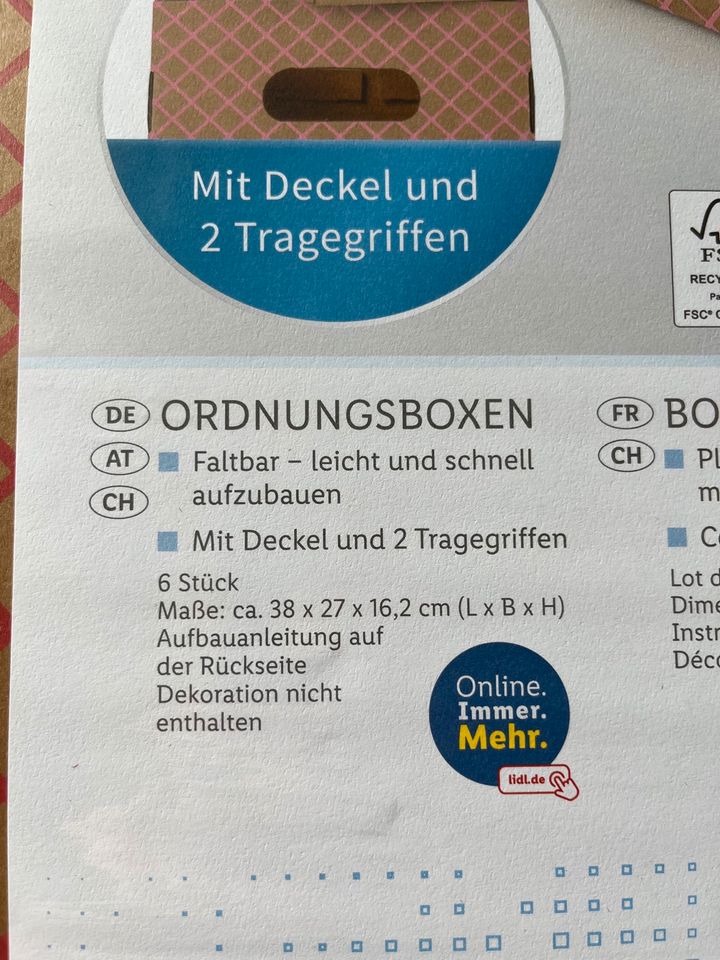 12 Ordnungsboxen aus Pappe in rot/braun von Lidl - neu in Heide