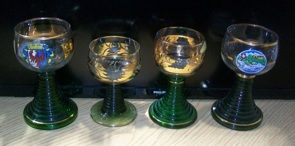 4er Römer mit Echt-Gold - handgeschliffen – Weinglas – Sammelglas in Coswig