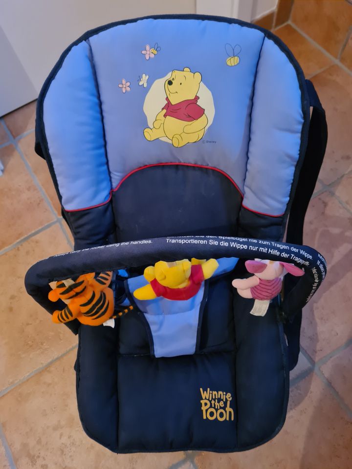 Sehr gut erhaltene Hauck Bungee Baby-Wippe "Winnie Pooh" in blau in Leichlingen