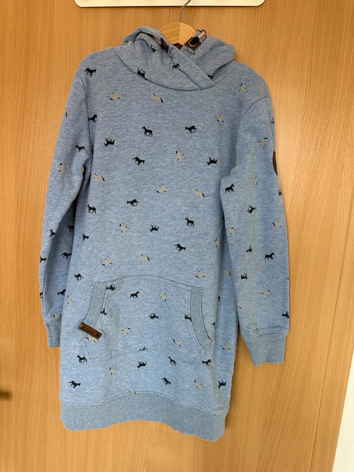 Hoodie,Kleid,blau,Pferde,134,Mädchen,Pullover,Kinderkleidung in Radebeul