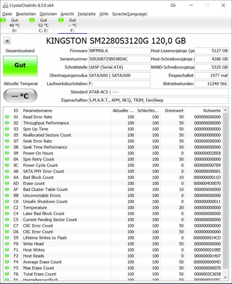 M.2 SSD 120GB Kingston SM2280S3120G 5 Stück in Bad Schwartau