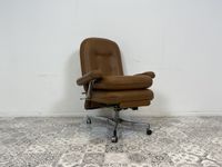 WMK  Gut erhaltener 70er Jahre Liegesessel in Cognac mit Echtleder bezogen # Clubsessel Lesesessel Drehsessel Loungesessel Relaxesessel Liege Lounge Chair Retro Vintage - Lieferung möglich Friedrichshain-Kreuzberg - Friedrichshain Vorschau