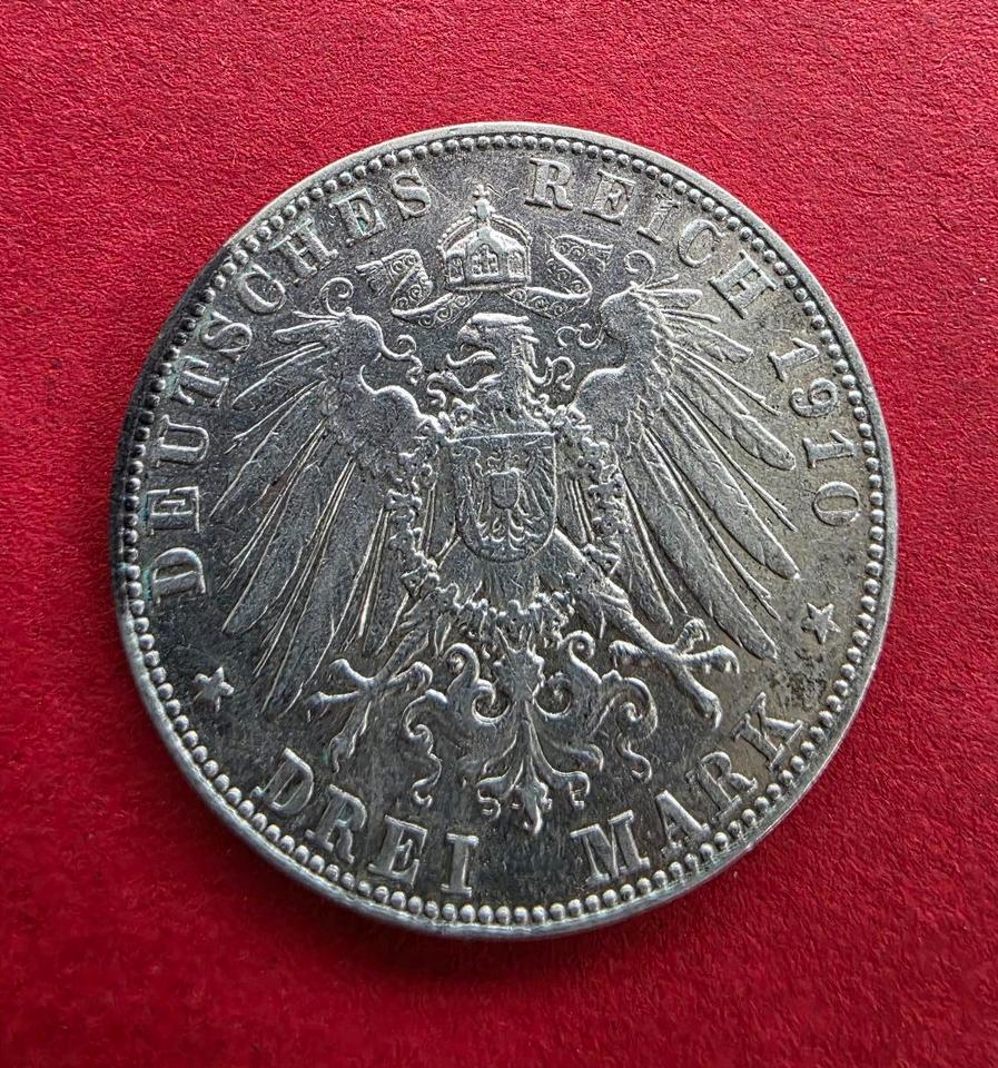 Deutsches Kaiserreich 3 Mark Silbermünze 1910 Otto von Bayern in Sonthofen