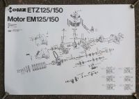 MZ ETZ 125 150 Motor Poster Explosionszeichnung DDR IFA Sachsen - Burgstädt Vorschau