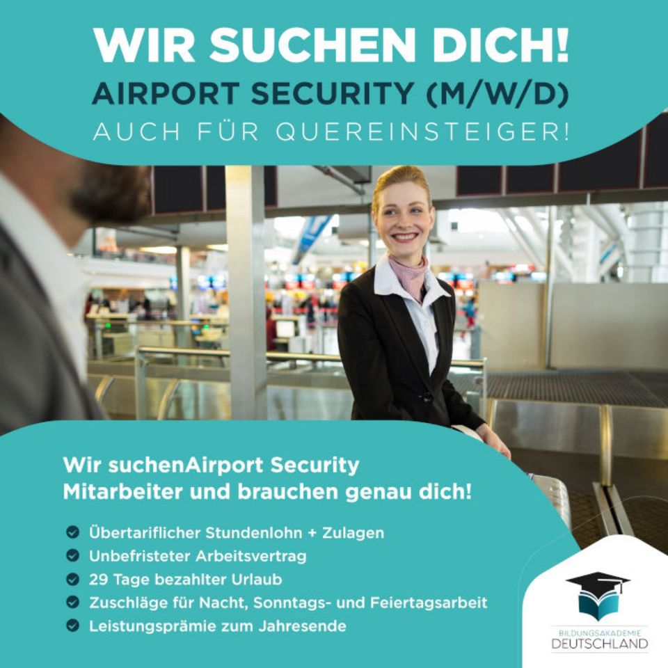 Airport Security|Quereinsteiger| Bis zu 23€/Std.**|job|security|quereinsteiger|sicherheitsmitarbeiter|vollzeit in Stuttgart