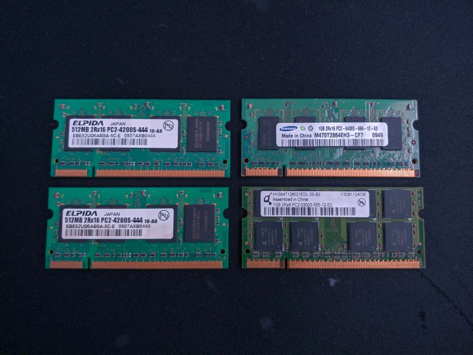 Verschiedene DDR2 RAM-Riegel für Laptop, Notebook in Bad Mergentheim