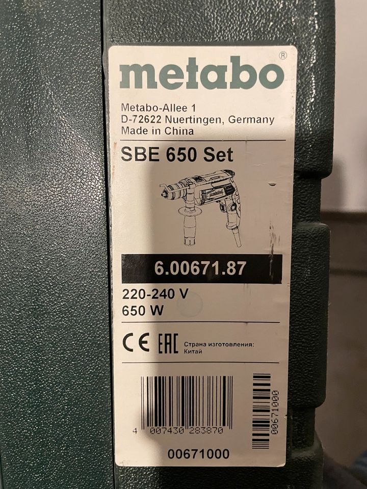 Schlagbohrmaschine Metabo SBE 650 Set inkl Koffer und Zubehör in Frauenau