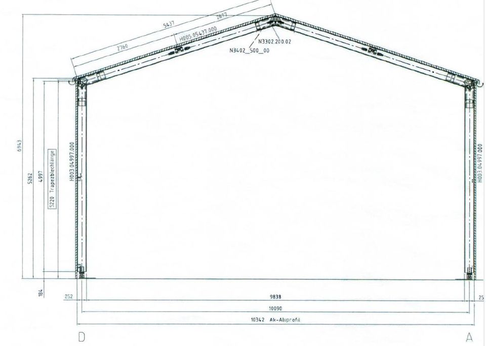 Gebrauchte Leichtbauhalle / Zelthalle / Lagerzelt 10x15x5,20m in Langgöns