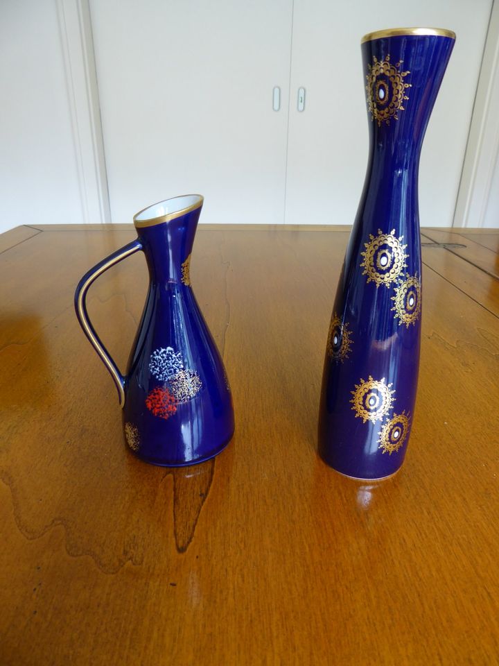 2 Vasen Porzellan Kobaltblau Gold DDR Volkstedt und Unterweißbach in Lübeck