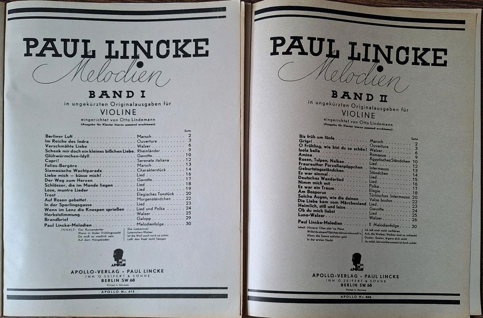 Paul Lincke Band 1&2 Violine in Altenburg